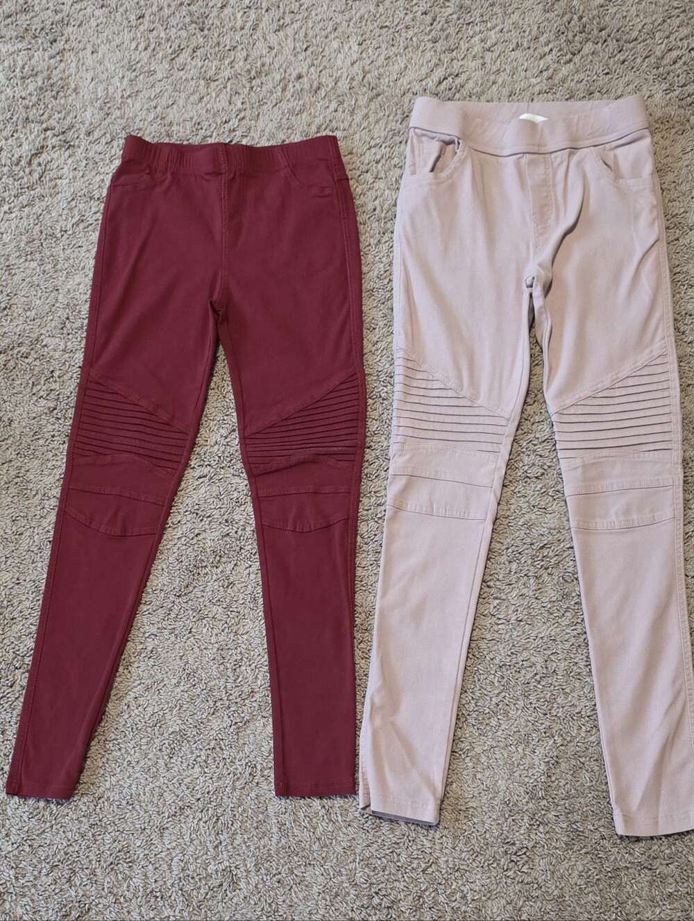 Women's Moto Leggings - Burgundy & Blush (Pair) - Size Small